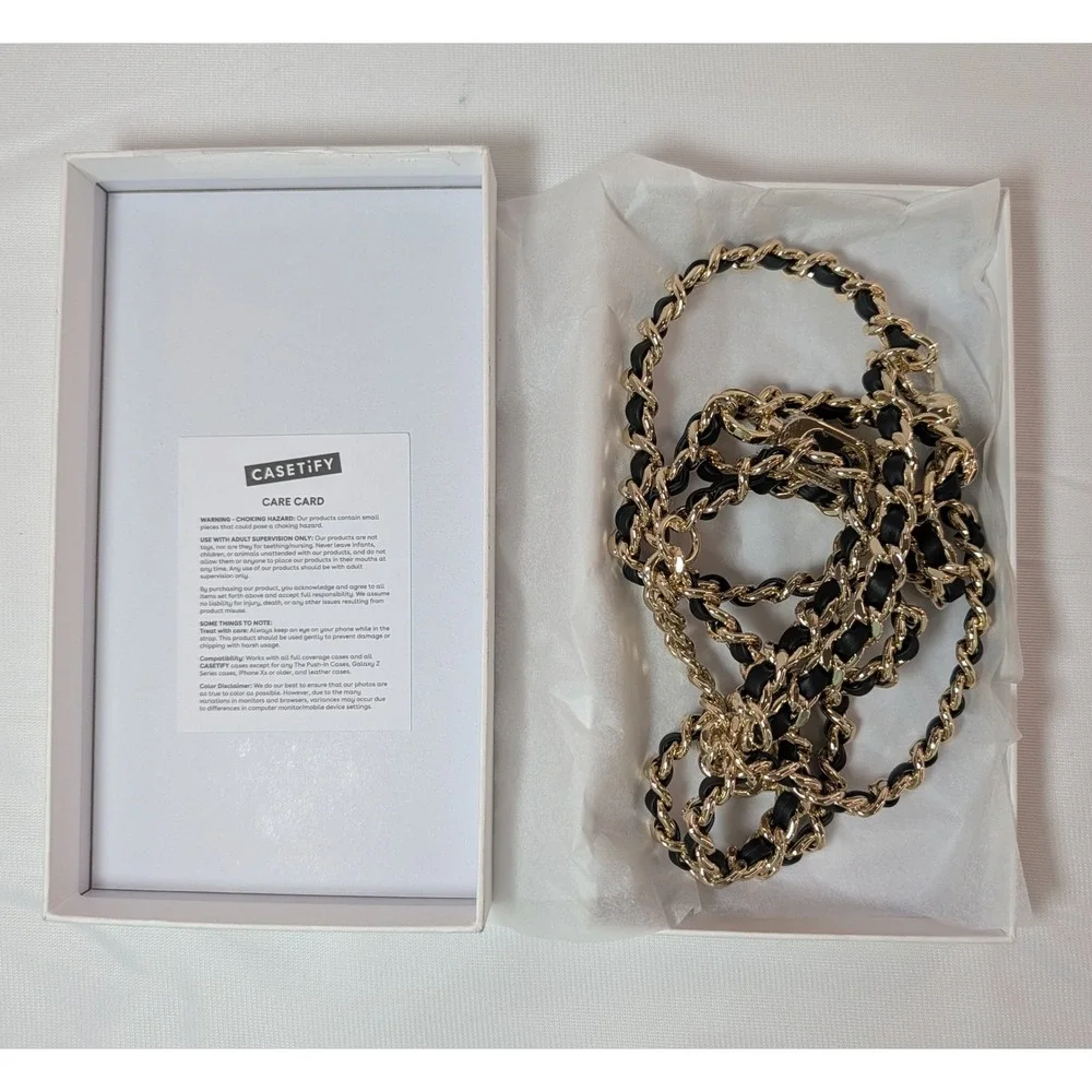 Casetify BioVeg Cross-body Chain Black Champagne Gold Phone Strap New